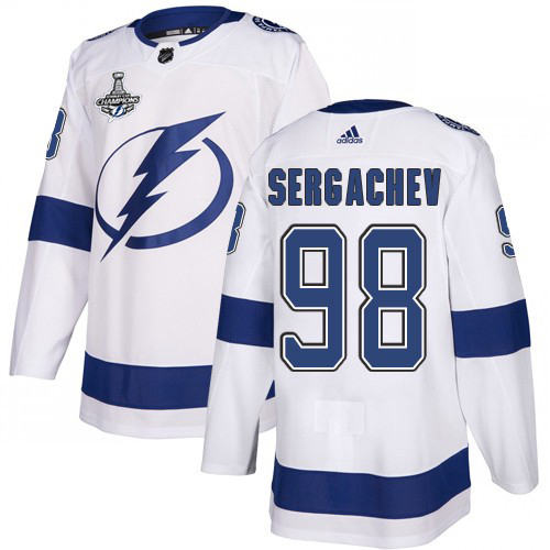 Adidas Tampa Bay Lightning #98 Mikhail Sergachev White Road Authentic Youth 2020 Stanley Cup Champions Stitched NHL Jersey->youth nhl jersey->Youth Jersey